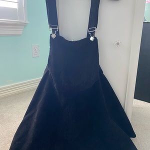 Black overall dress (SHEIN)